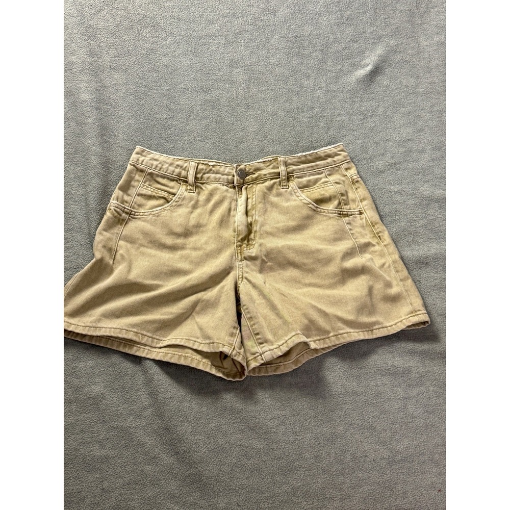 Khaki Tan High Waisted Denim Shorts Womens 32 Classic 5-Pocket Casual Summer